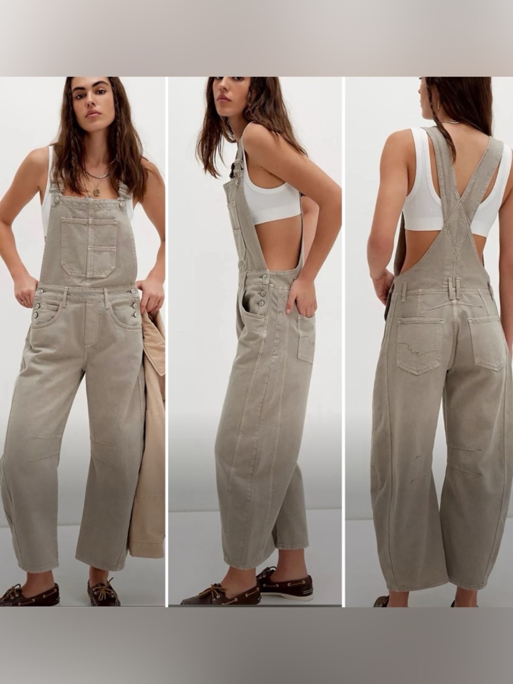 NWOT We The Free Good Luck Barrel Overalls - COBBLESTONE Small